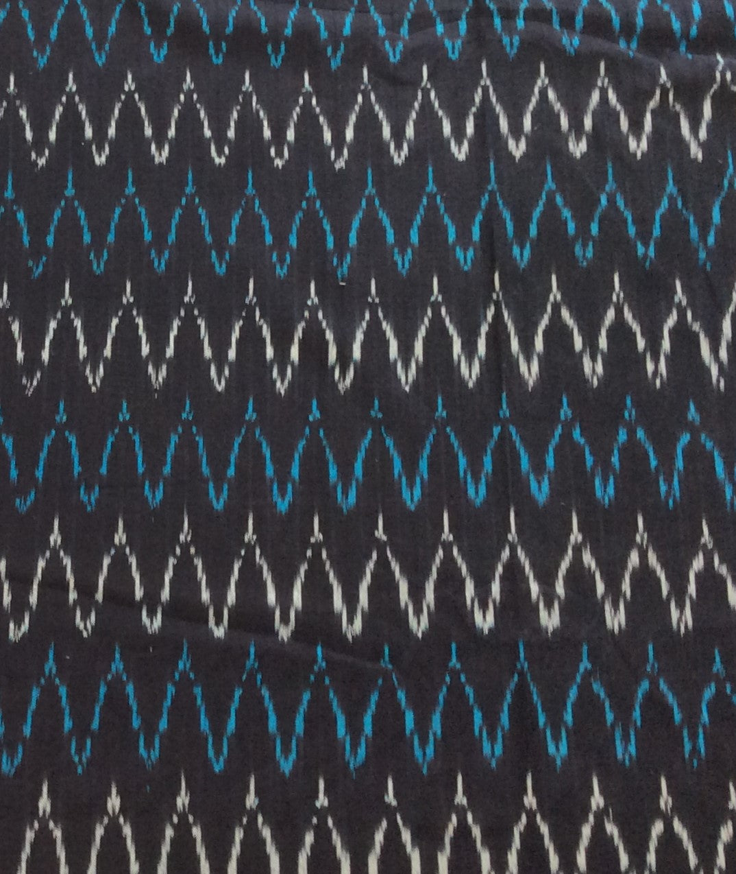 Blue & White Fine Quality Chevron Cotton Woven Handloom Ikat (SKU: IK-278)