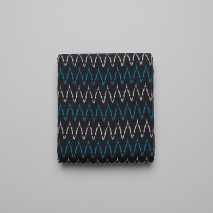 Blue & White Fine Quality Chevron Cotton Handloom Ikat Fabric for Dresses | Width: 44"