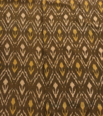 Musterd color Fine Quality Cotton Handloom Ikat | SKU: IK-287