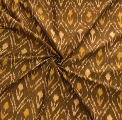 Musterd color Fine Quality Cotton Handloom Ikat | SKU: IK-287