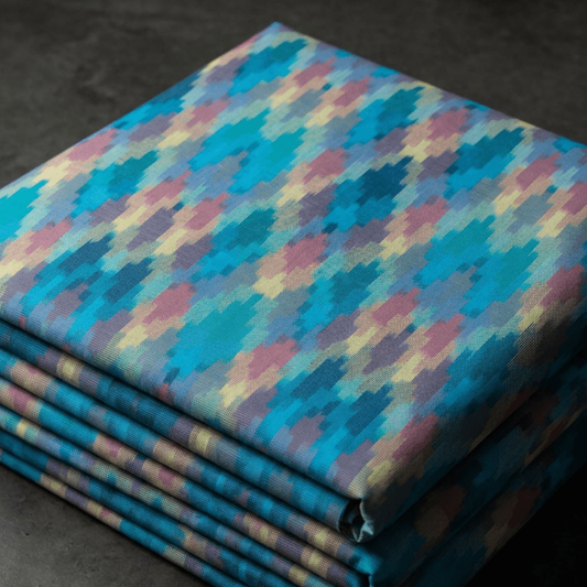 Multicolor Design Fine Quality Cotton Handloom Ikat Fabric for Dress Material | Width: 44"