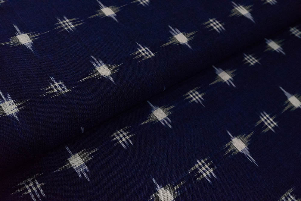 Blue Check Handloom Cotton Double Ikat (SKU: IK-293)