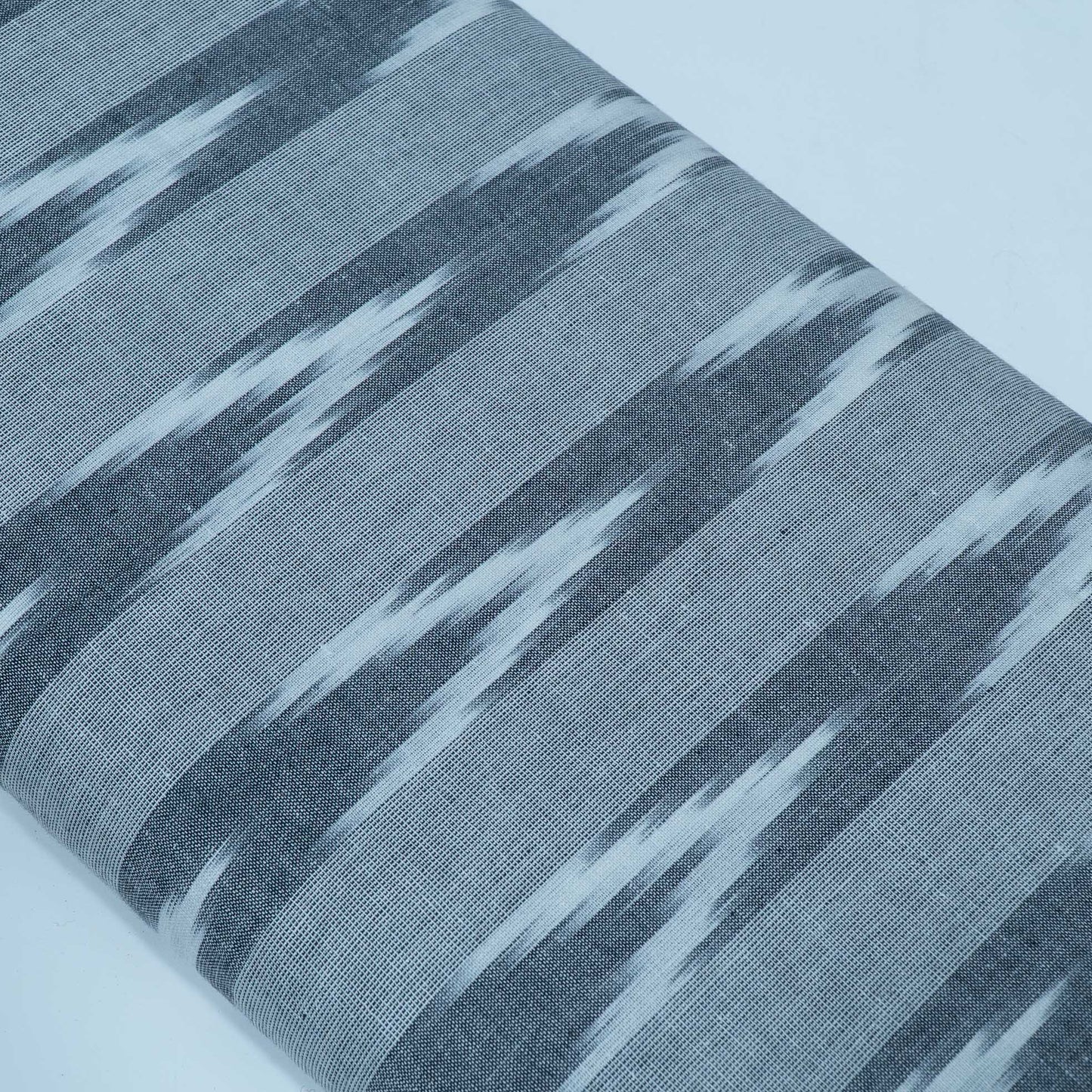 Grey & White Chevron Stripe Design Cotton Ikat Fabric for Dress Material Fabric for Dress Material | Width: 44"