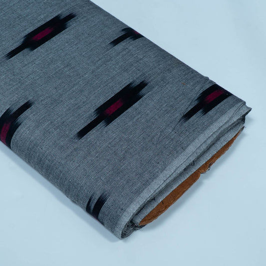 Grey, Black & Red Design Cotton Ikat Fabric for Dress Material Fabric for Dress Material | Width: 44"