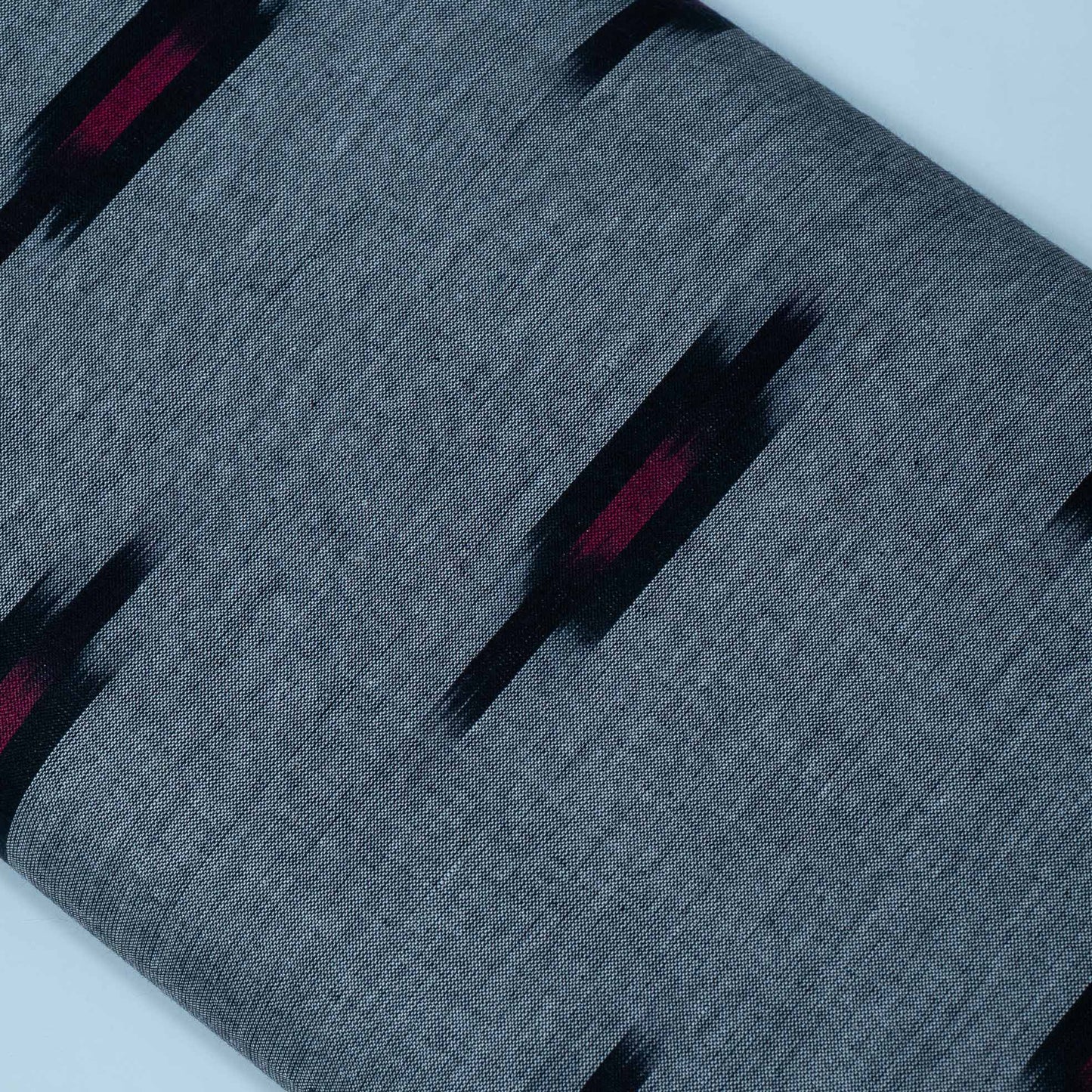 Grey, Black & Red Design Cotton Ikat | SKU: IK-332