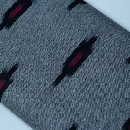 Grey, Black & Red Design Cotton Ikat | SKU: IK-332