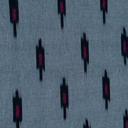 Grey, Black & Red Design Cotton Ikat | SKU: IK-332