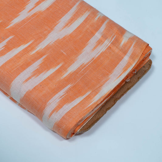 Orange, White Cotton Handloom Ikat | SKU: IK-345