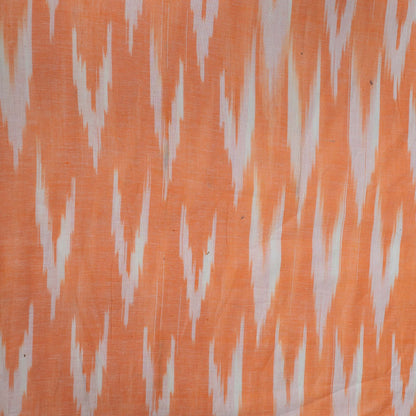 Orange, White Cotton Handloom Ikat Fabric for Dresses | Width: 44"