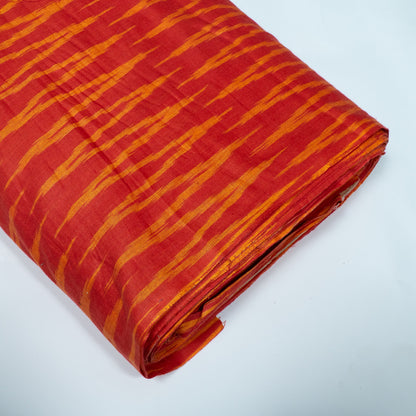 Red And Yellow Cotton Handloom Ikat Fabric for Dresses | Width: 44"