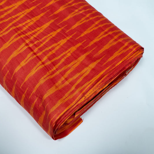 Red And Yellow Cotton Handloom Ikat Fabric for Dresses | Width: 44"