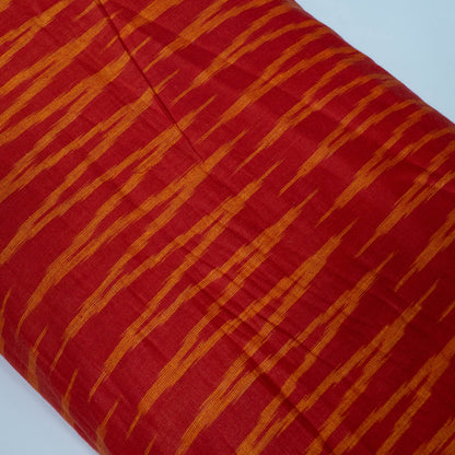 Red And Yellow Cotton Handloom Ikat Fabric for Dresses | Width: 44"