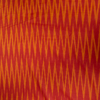 Red And Yellow Cotton Handloom Ikat Fabric for Dresses | Width: 44"