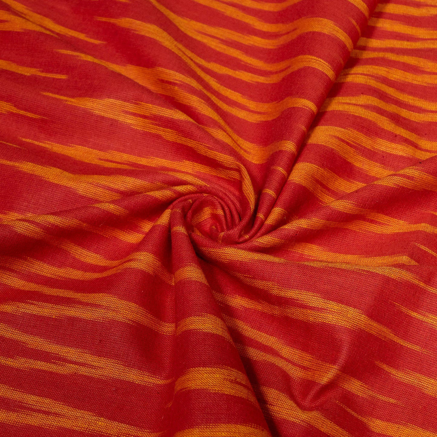 Red And Yellow Cotton Handloom Ikat Fabric for Dresses | Width: 44"