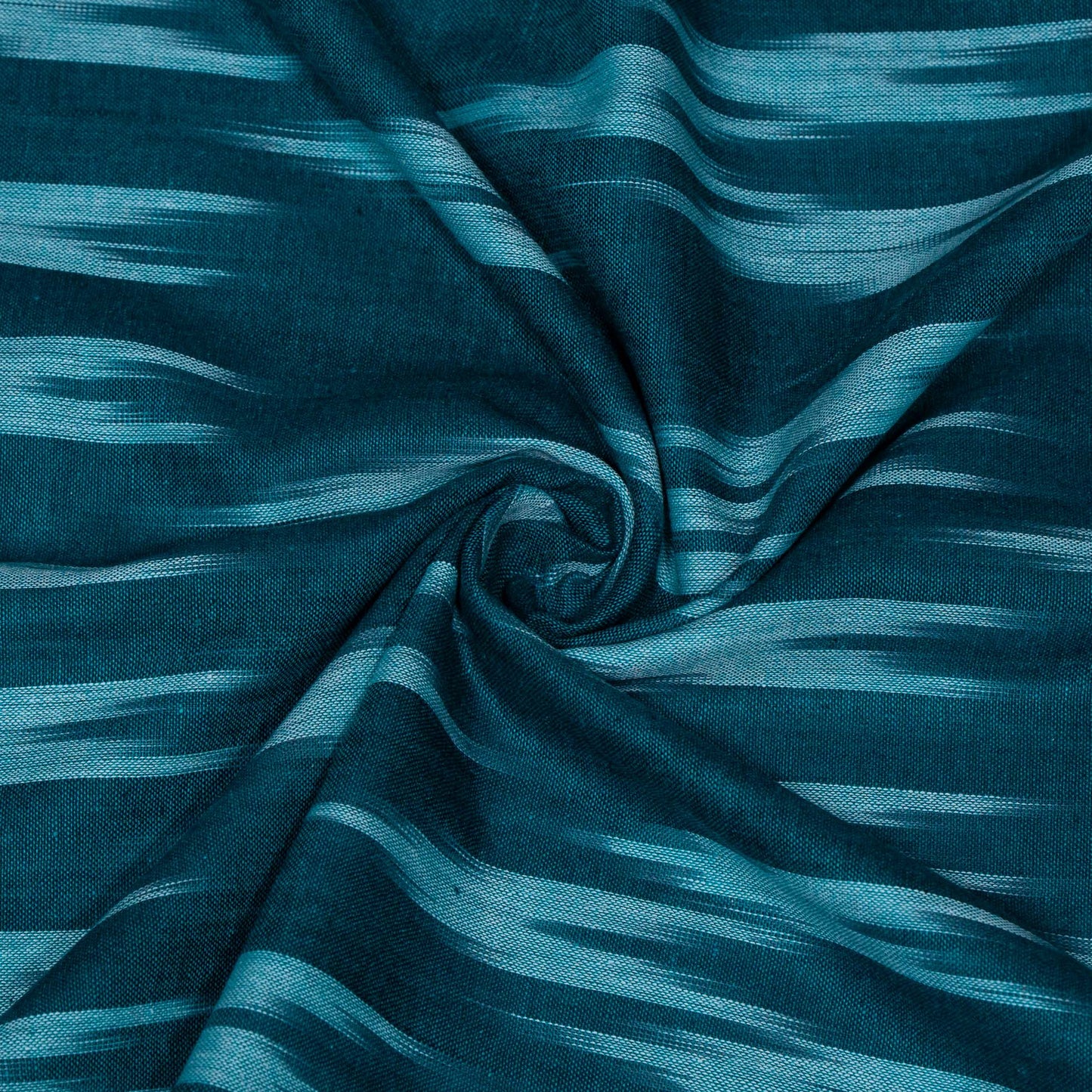Green Cotton Handloom Ikat Fabric for Dresses | Width: 44"