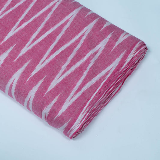 Pink & White Chevron Design Cotton Ikat Fabric for Dress Material Fabric for Dress Material | Width: 44"