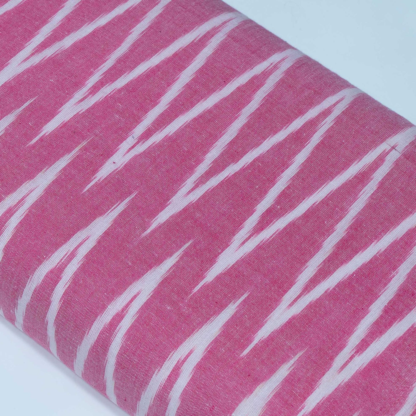 Pink & White Chevron Design Cotton Ikat Fabric for Dress Material Fabric for Dress Material | Width: 44"