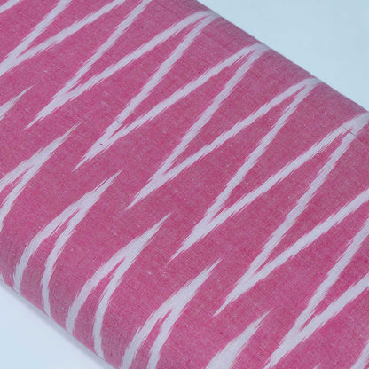 Pink & White Chevron Design Cotton Ikat Fabric for Dress Material Fabric for Dress Material | Width: 44"