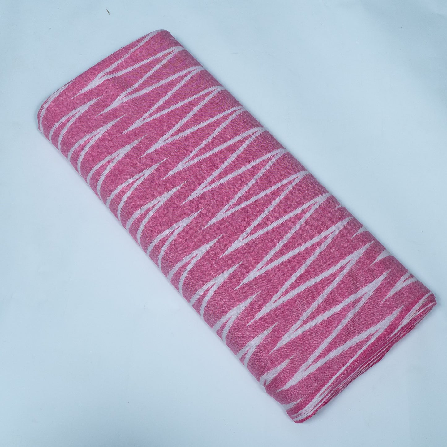 Pink & White Chevron Design Cotton Ikat Fabric for Dress Material Fabric for Dress Material | Width: 44"