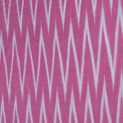 Pink & White Chevron Design Cotton Ikat Fabric for Dress Material Fabric for Dress Material | Width: 44"
