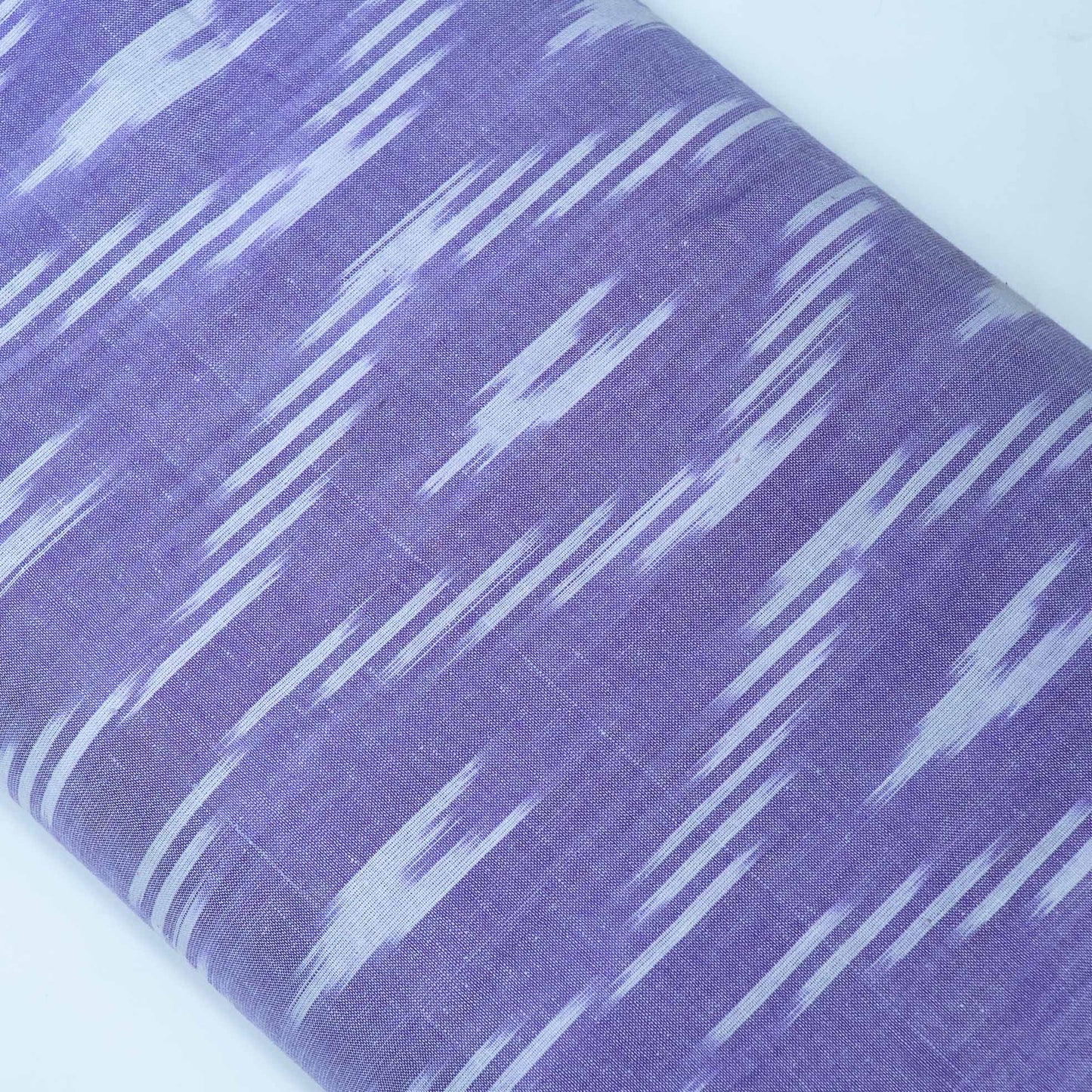 Purple & White Design Cotton Ikat Fabric for Dress Material Fabric for Dress Material | Width: 44"