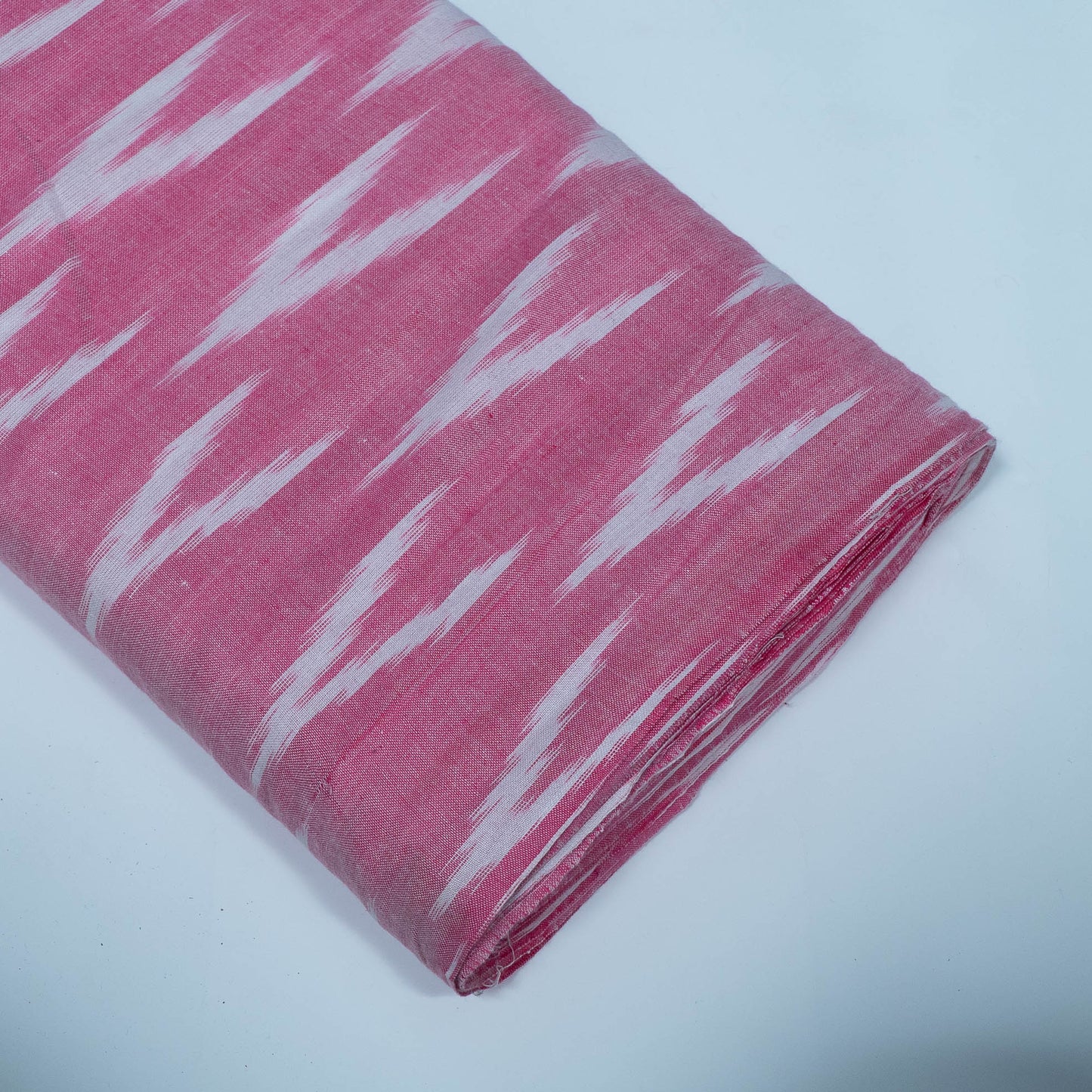 Pink, White Cotton Handloom Ikat Fabric for Dresses | Width: 44"