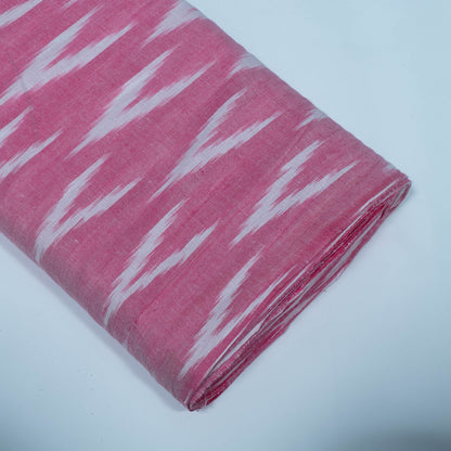 Pink, White Cotton Handloom Ikat Fabric for Dresses | Width: 44"
