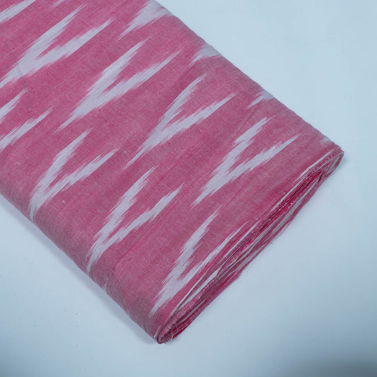 Pink, White Cotton Handloom Ikat Fabric for Dresses | Width: 44"