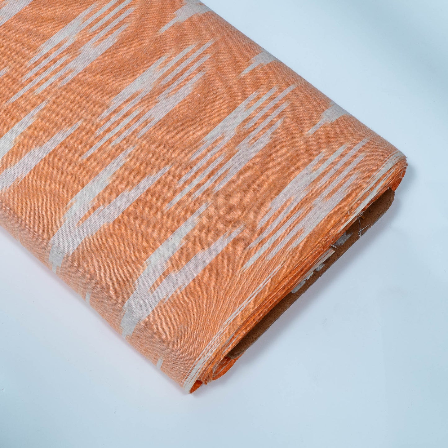Peach & White Design Cotton Ikat Fabric for Dress Material | Width: 44"