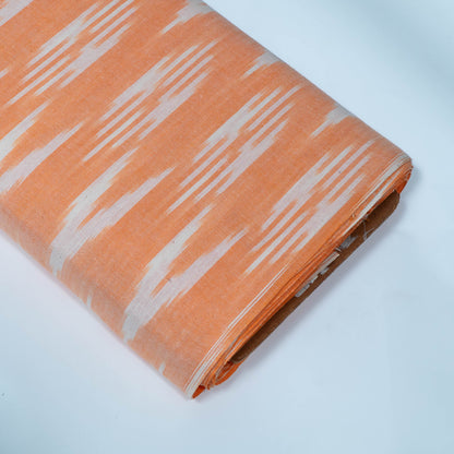 Peach & White Design Cotton Ikat Fabric for Dress Material | Width: 44"