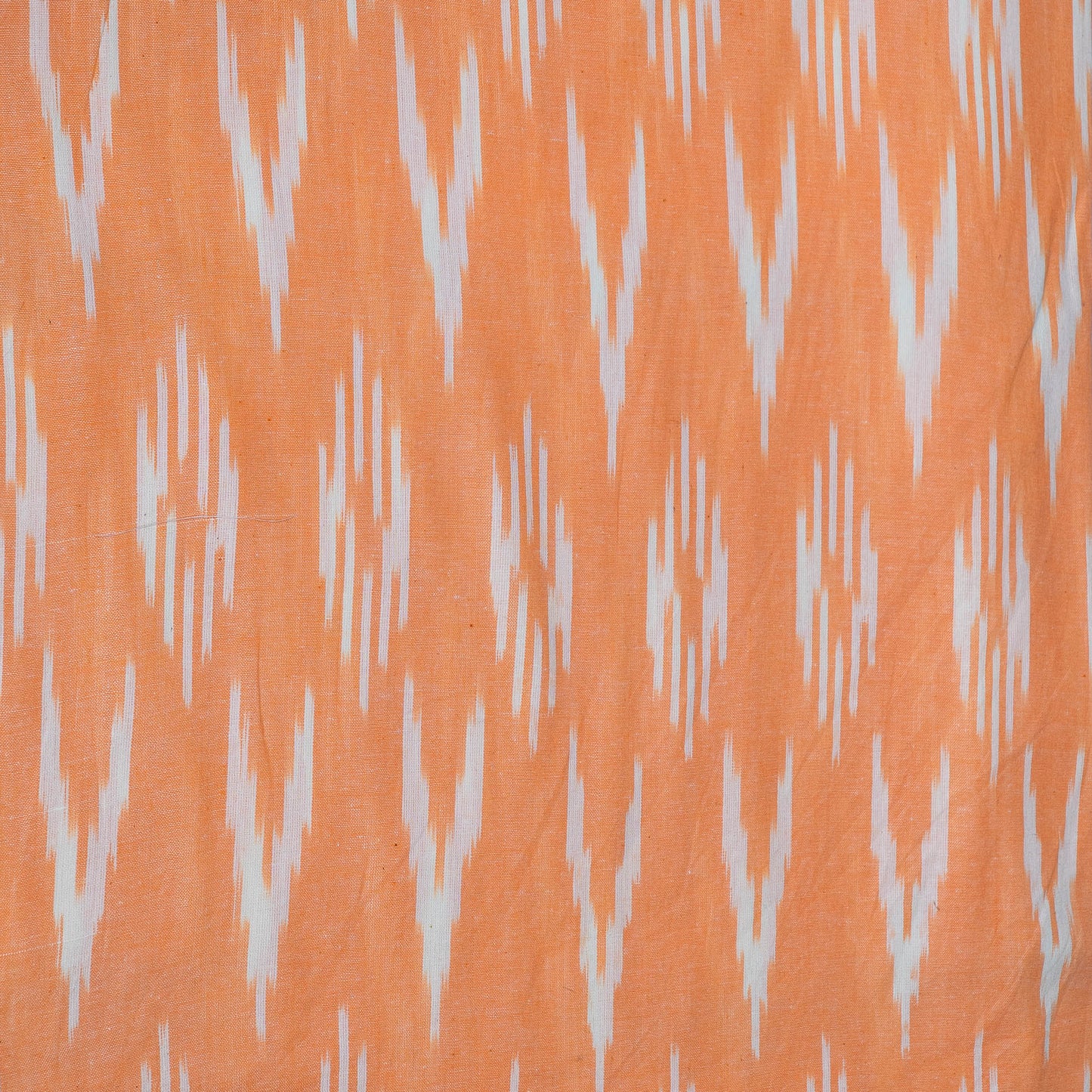 Peach & White Design Cotton Ikat Fabric for Dress Material | Width: 44"