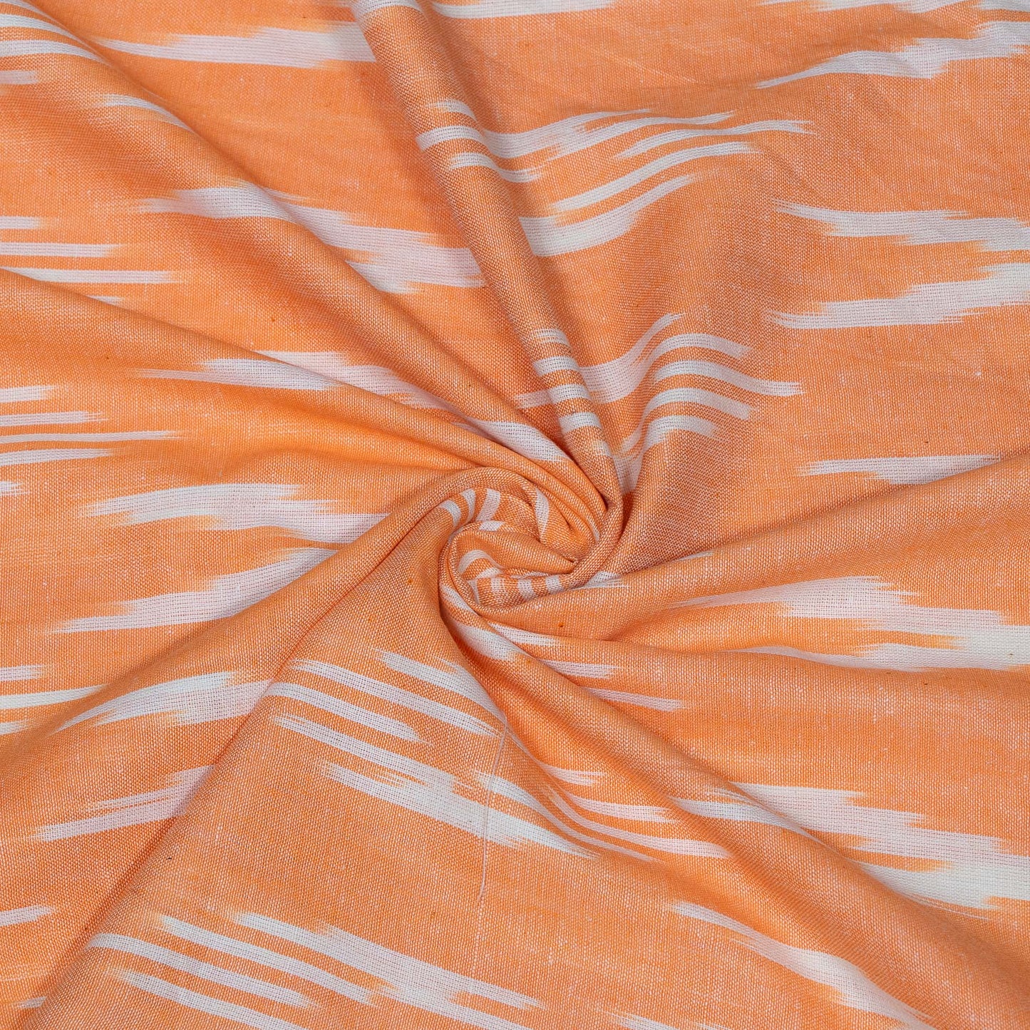 Peach & White Design Cotton Ikat Fabric for Dress Material | Width: 44"
