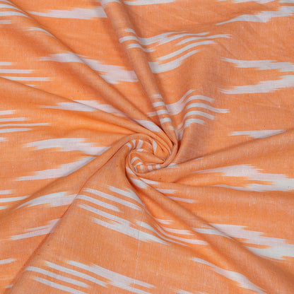 Peach & White Design Cotton Ikat Fabric for Dress Material | Width: 44"