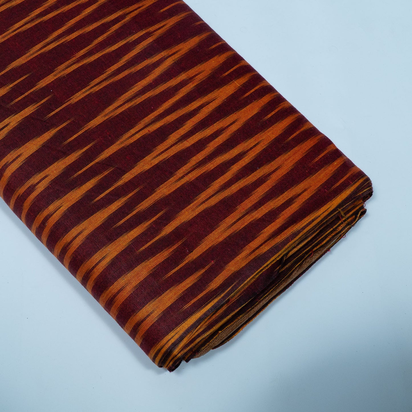 Brown, Yellow Chevron Cotton Handloom Ikat Fabric for Dresses | Width: 44"