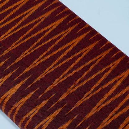 Brown, Yellow Chevron Cotton Handloom Ikat Fabric for Dresses | Width: 44"