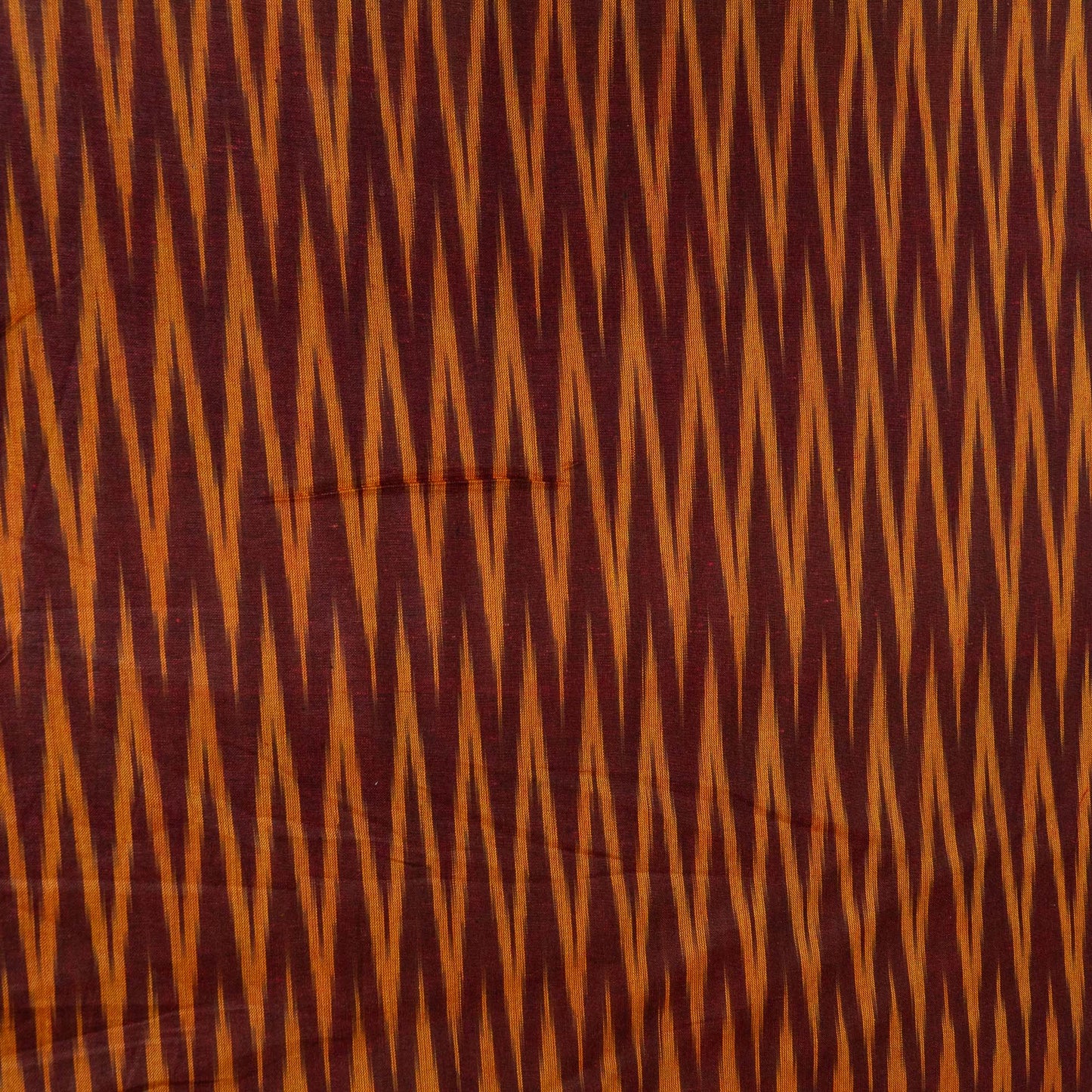 Brown, Yellow Chevron Cotton Handloom Ikat Fabric for Dresses | Width: 44"