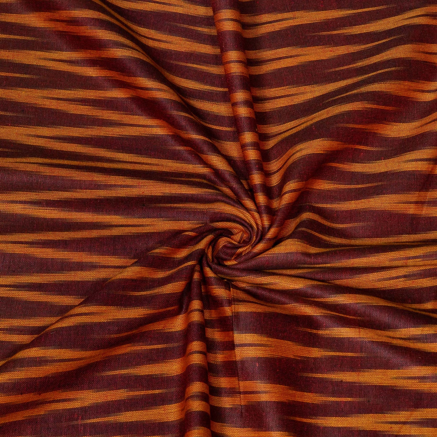 Brown, Yellow Chevron Cotton Handloom Ikat Fabric for Dresses | Width: 44"