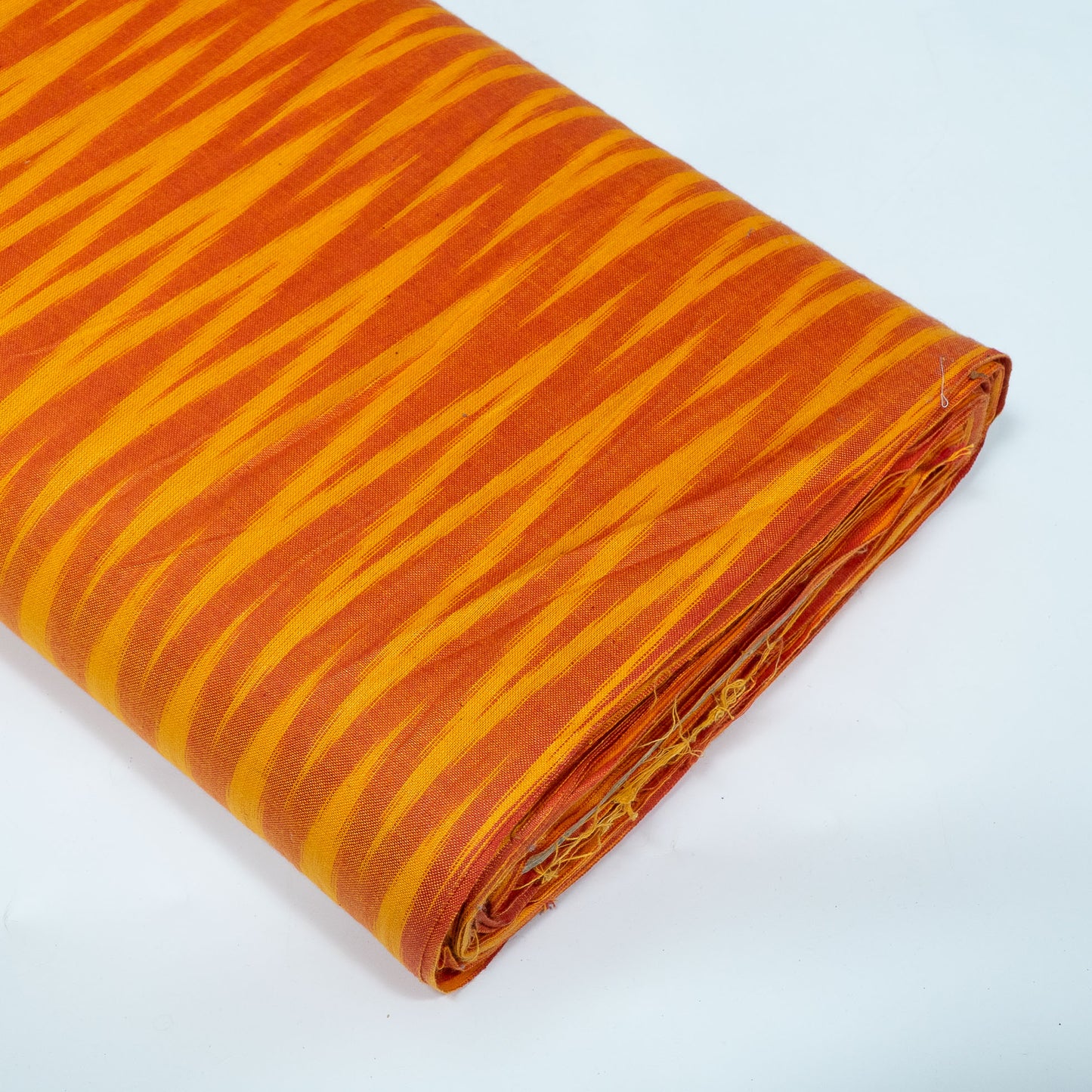 Orange & Yellow Chevron Design Cotton Ikat Fabric for Dress Material | Width: 44