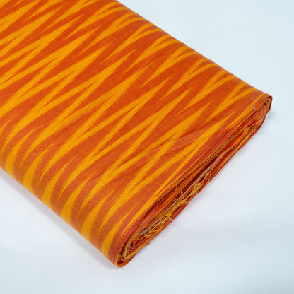 Orange & Yellow Chevron Design Cotton Ikat Fabric for Dress Material | Width: 44