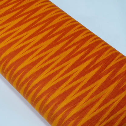Orange & Yellow Chevron Design Cotton Ikat Fabric for Dress Material | Width: 44