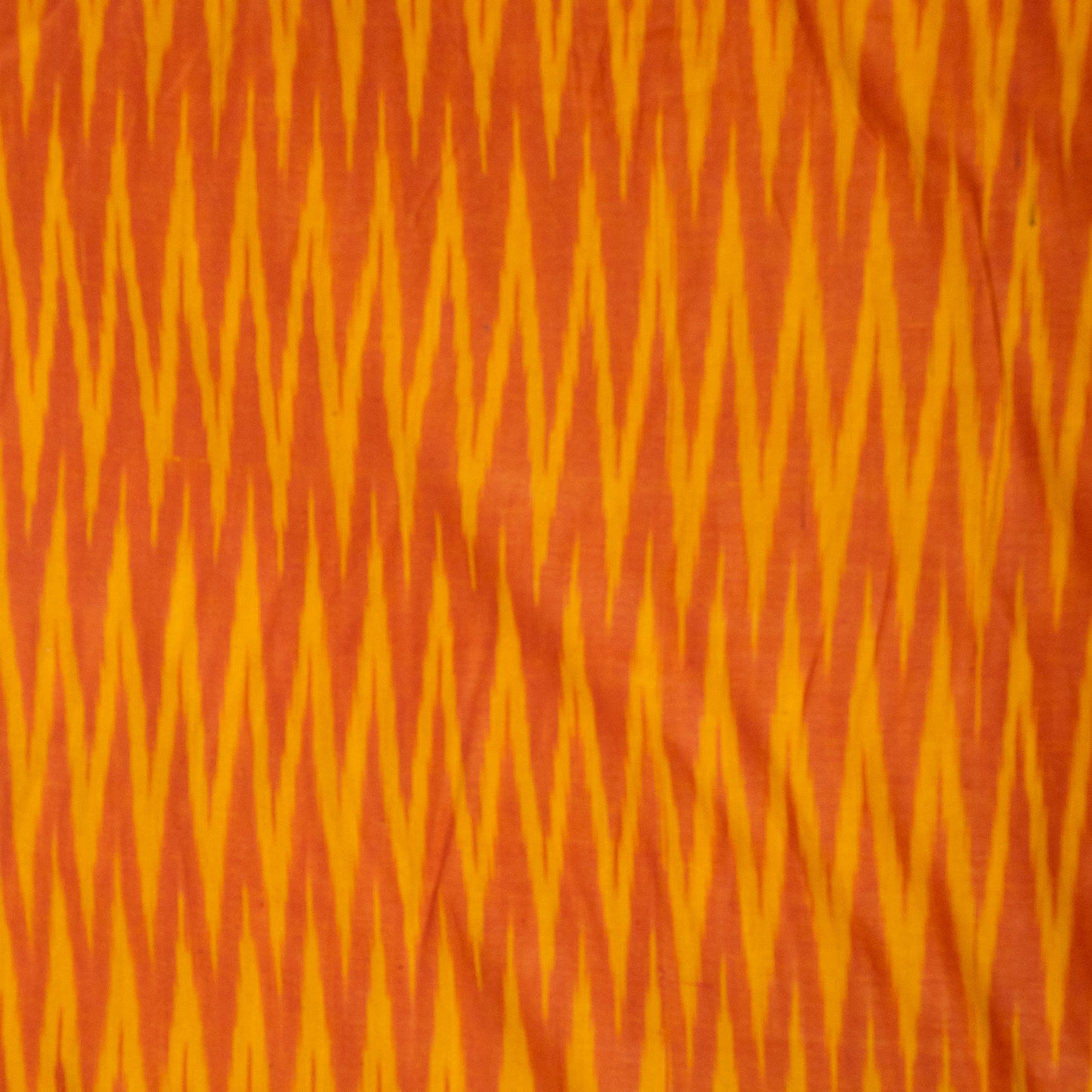 Orange & Yellow Chevron Design Cotton Ikat Fabric for Dress Material | Width: 44