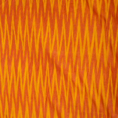 Orange & Yellow Chevron Design Cotton Ikat Fabric for Dress Material | Width: 44