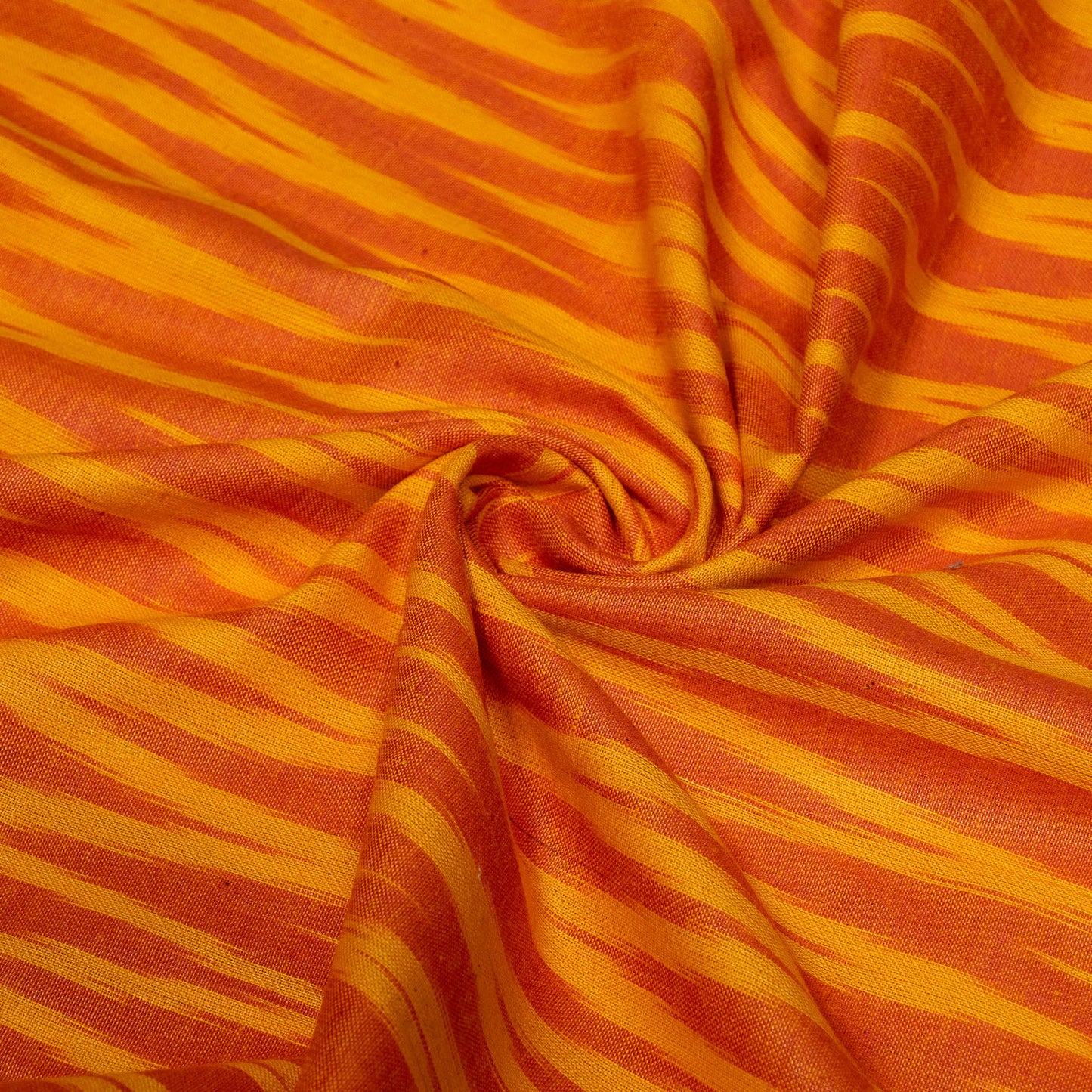 Orange & Yellow Chevron Design Cotton Ikat Fabric for Dress Material | Width: 44