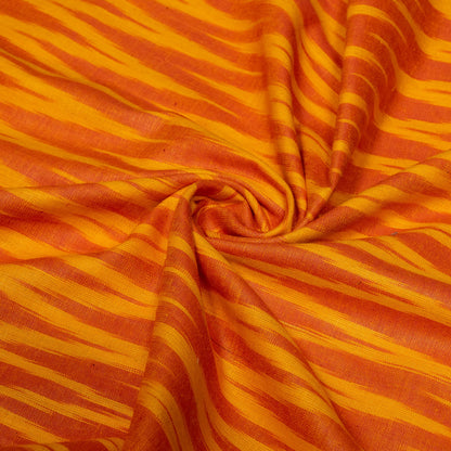 Orange & Yellow Chevron Design Cotton Ikat Fabric for Dress Material | Width: 44