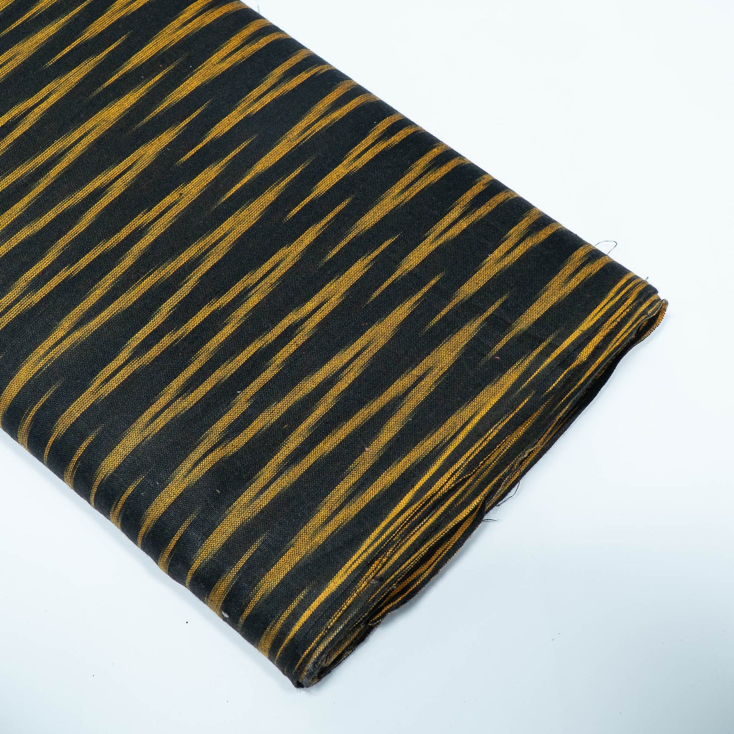 Black & Yellow Chevron Design Cotton Ikat Fabric for Dress Material | Width: 44"