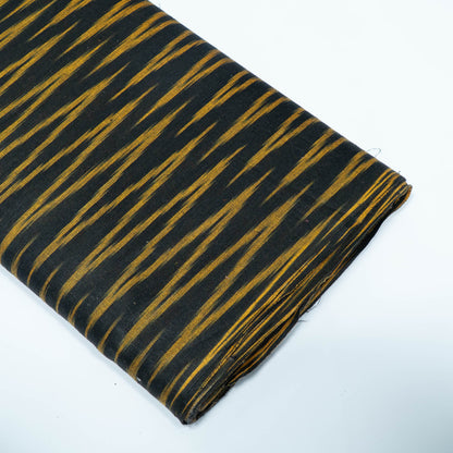 Black & Yellow Chevron Design Cotton Ikat Fabric for Dress Material | Width: 44"