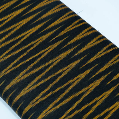 Black & Yellow Chevron Design Cotton Ikat Fabric for Dress Material | Width: 44"