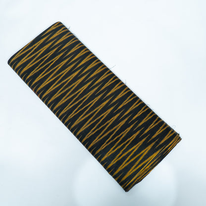 Black & Yellow Chevron Design Cotton Ikat Fabric for Dress Material | Width: 44"