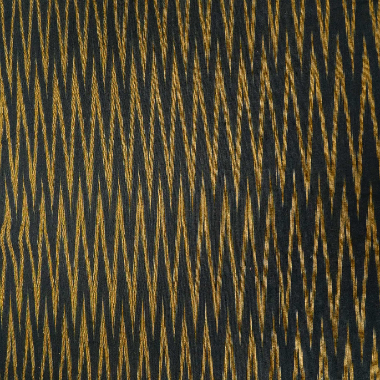 Black & Yellow Chevron Design Cotton Ikat Fabric for Dress Material | Width: 44"