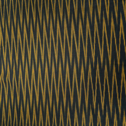 Black & Yellow Chevron Design Cotton Ikat Fabric for Dress Material | Width: 44"